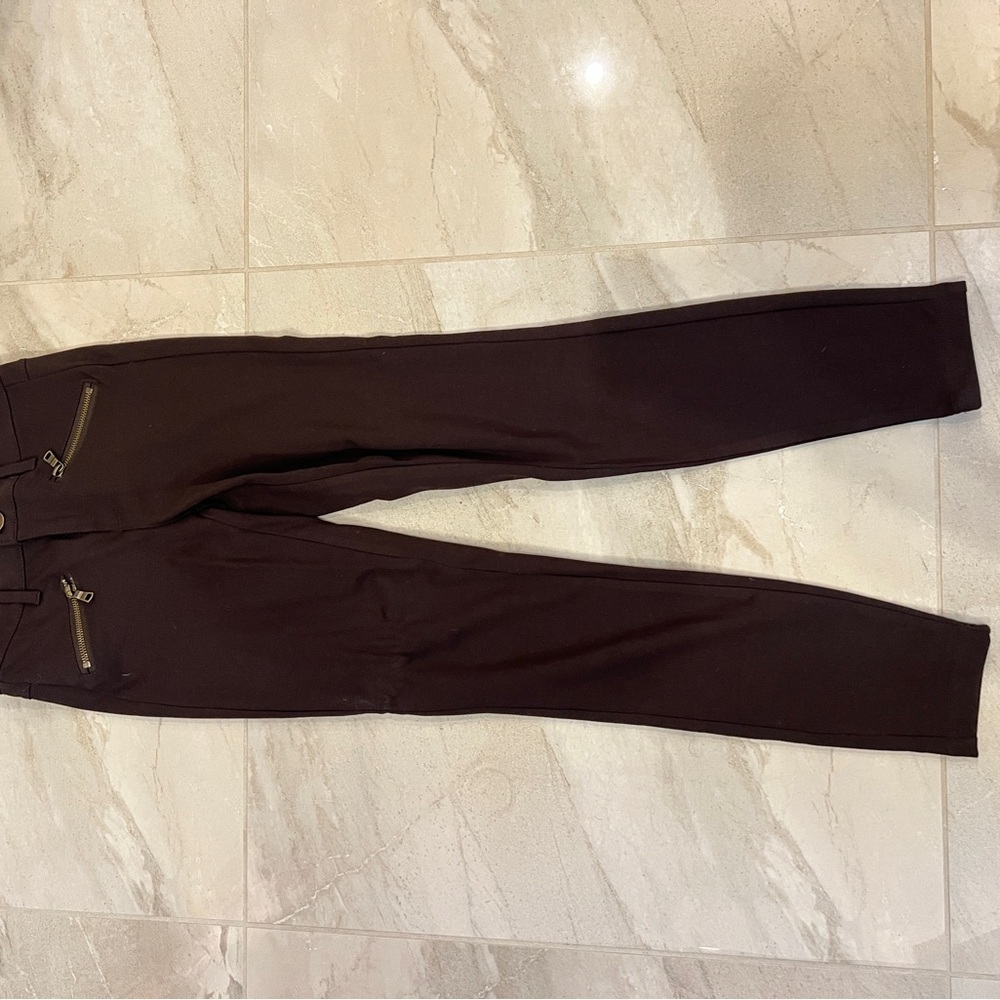 Fashion Nova Brown Pants with Zipper Accents